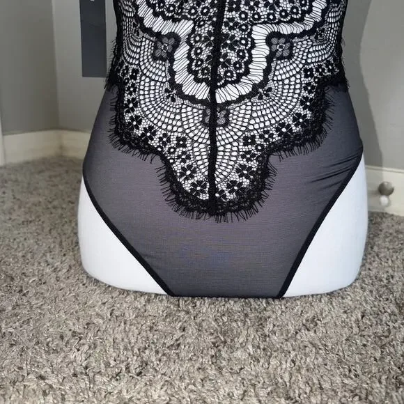 NWT Aritzia Ten By Babaton Encore Black Lace Size M Bustier Sweetheart Bodysuit - Picture 6 of 7